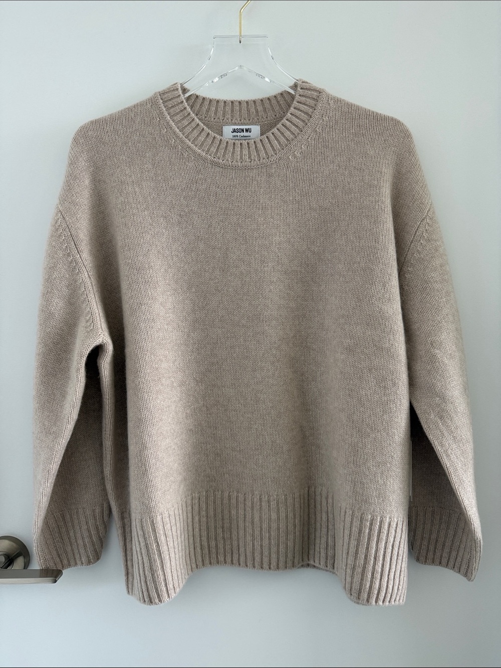 NWT - Jason Wu - Neutral Taupe 100% Cashmere Crewneck Sweater